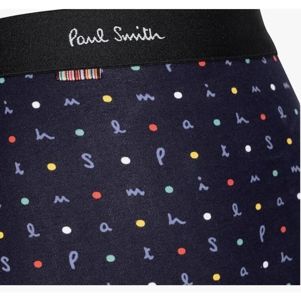 Paul Smith Mens Small Navy Blue Polka‎ Dot Boxer Briefs Organic Cotton